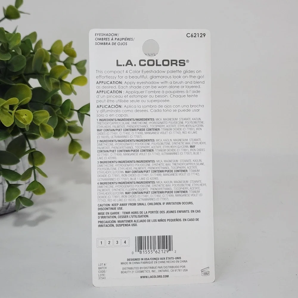 L. A. Colors 4 Color Eyeshadow Sweet Princess Palette C62129 ~ New Unopened